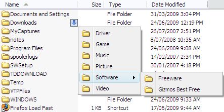 Main window cascade menus