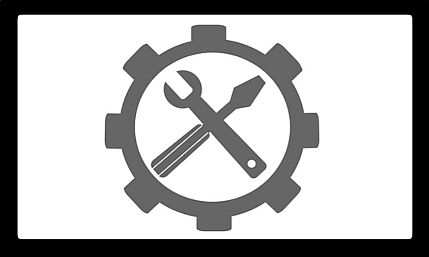 computer monitor with gear wheel and repair tools