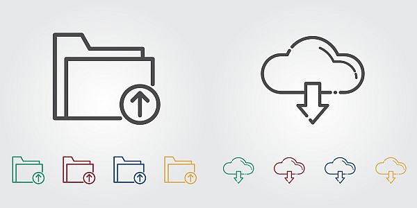 upload and download arrows and folders