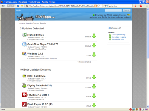 Screen shot of UDN scan results