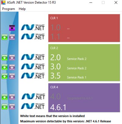 NET. Framework version window