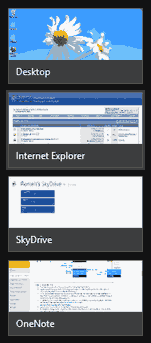 Application selection bar on the left hand side of the screen