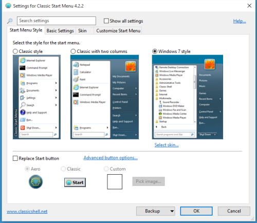 Classic shell installation in Windows 10