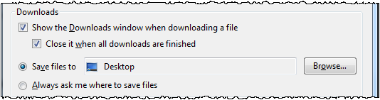 Change download location in Firefox