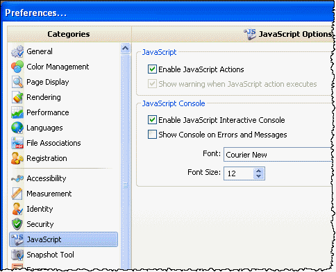 PDF-XChange JavaScript settings