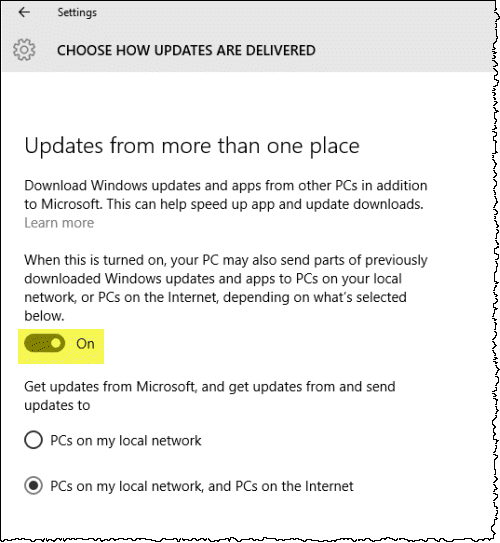 Settings for WUDO in Windows 10