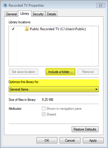 Configure folder properties