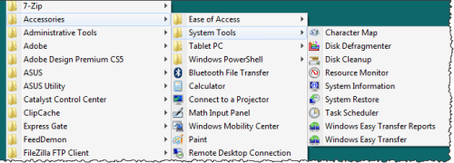 Example of fly-out menu