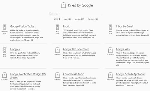 Google Graveyard screenshot
