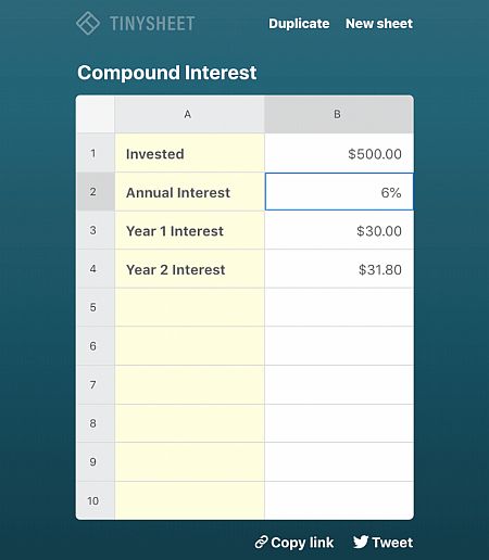 tinysheet.com screen shot