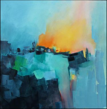 Blue village abstract art image