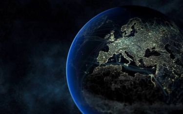 Europe at night from space