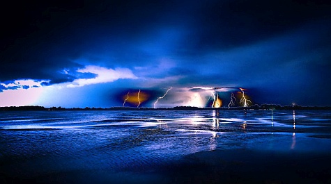 Lightning storm at night