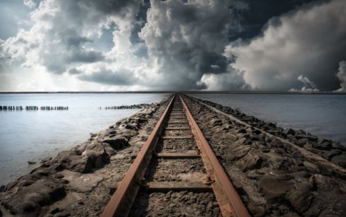 Railroad tacks across water