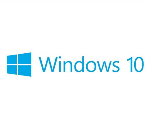Windows 10 logo, The words Windows 10 in blue letters on white background