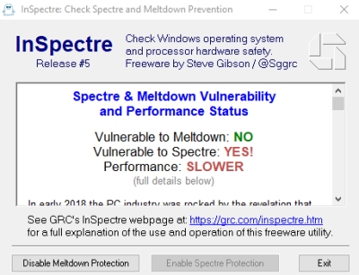 Spectre and Meltdown security vulnerability check
